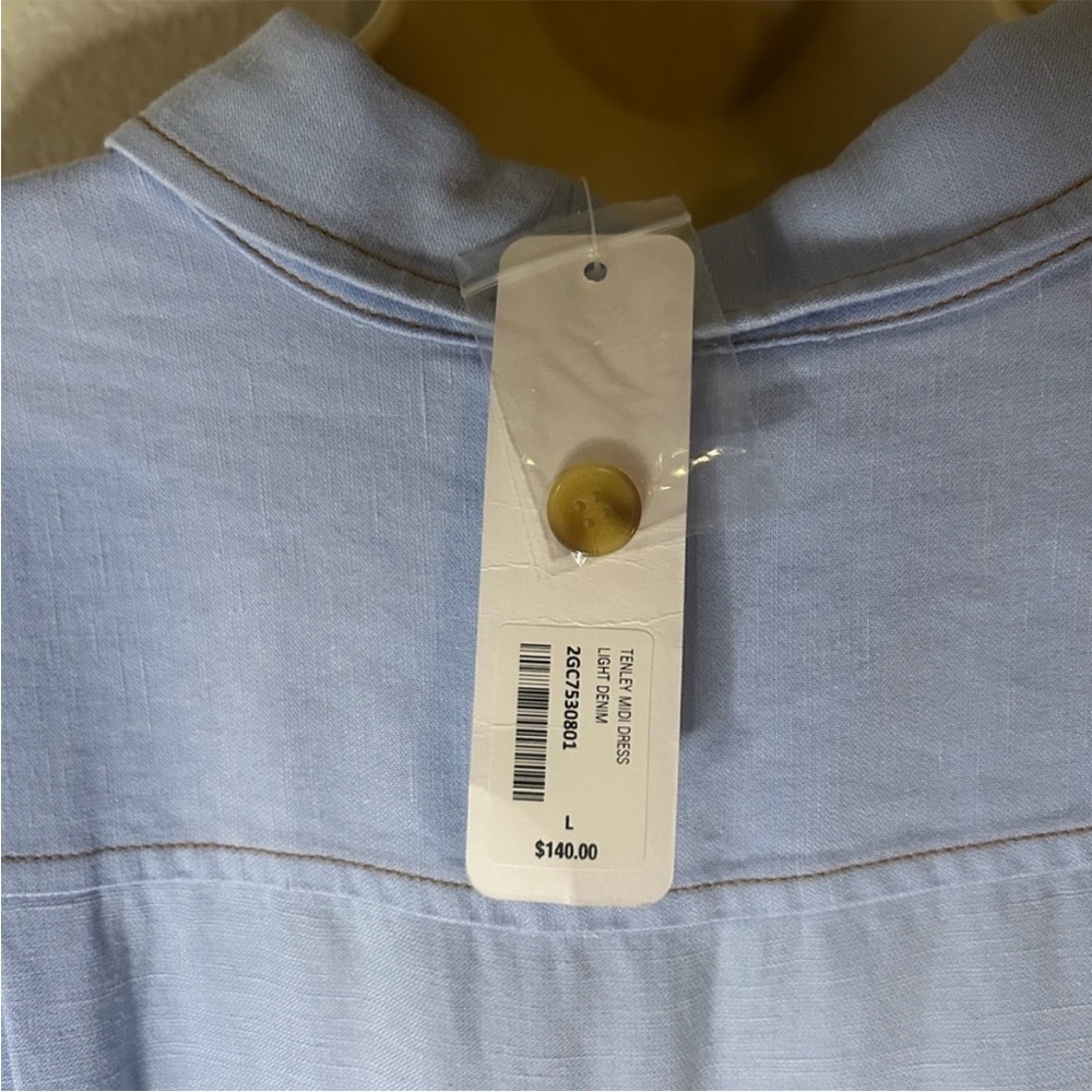 Soft Surroundings NWT Blue Midi Dress with Puff Sleeves and Pleats - Picture 4 of 10